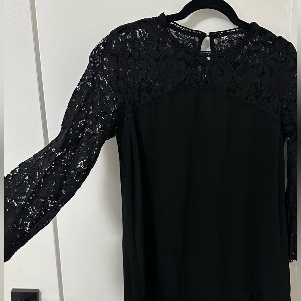 Zara Black Long Sleeve Lace Dress